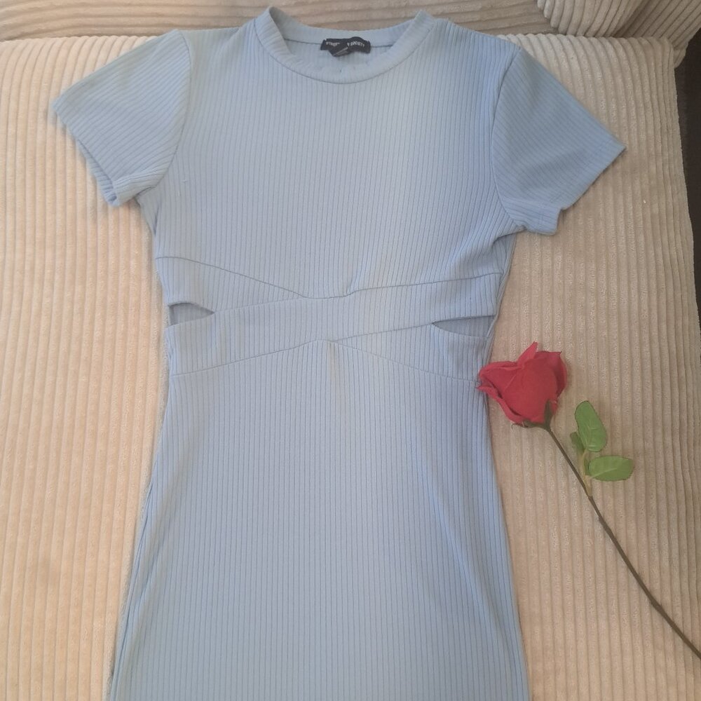 Women's light blue fitted dress